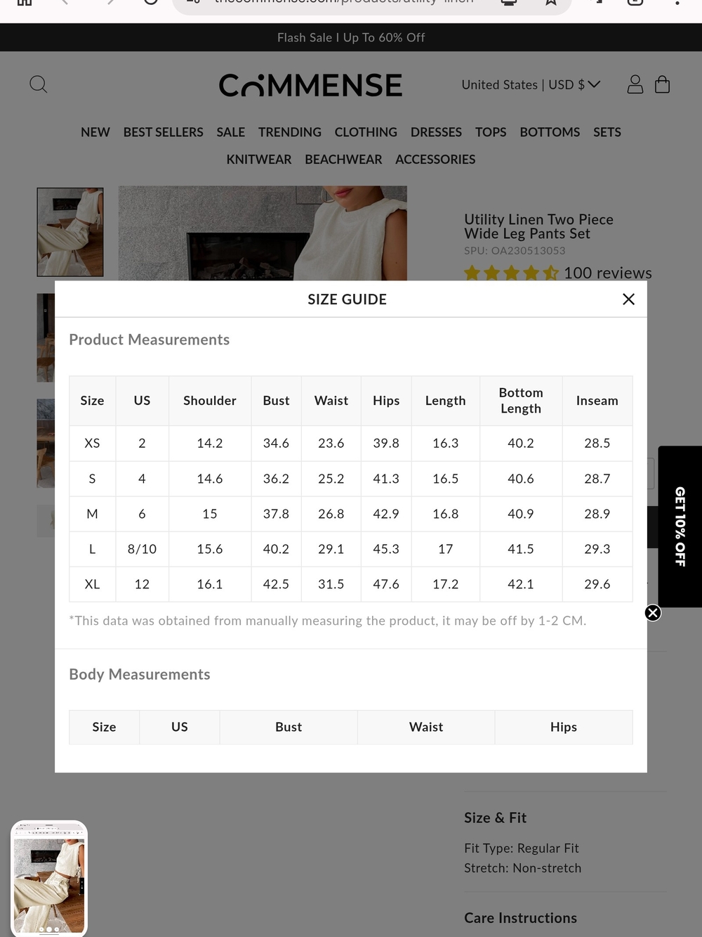 Commense Cream Linen-Look Cropped Top & Wide-Leg Pants Set - Picture 3 of 5